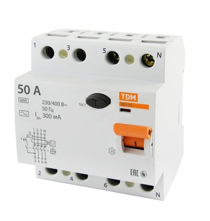 TDM ELECTRIC SQ0203-0040 Устройство защитного отключения ВД1-63 4Р 50А 300мА TDM